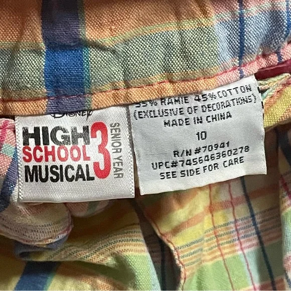 Disney High School Musical Girls Multicolor Striped Shorts with Belt Size 10 - Picture 5 of 11